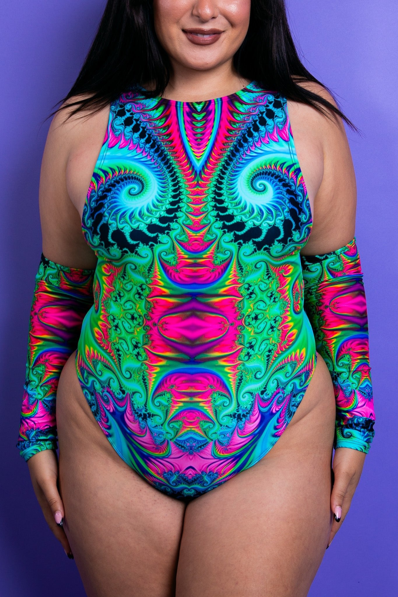 Hypnotic Extra Coverage Sideboob Bodysuit - Freedom Rave Wear - Bodysuits