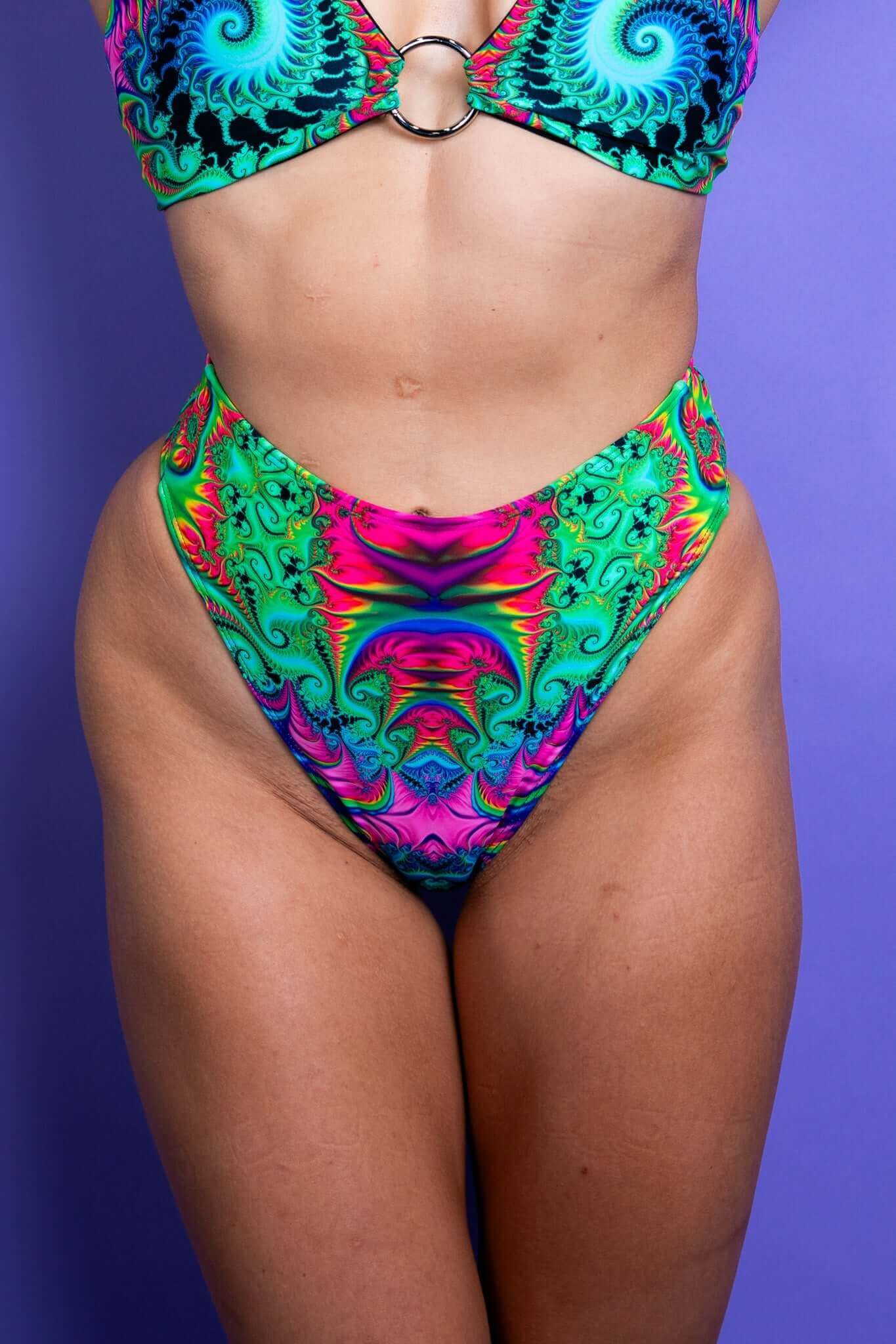 Freedom Rave Wear, Retro Bloom High Waisted Thong