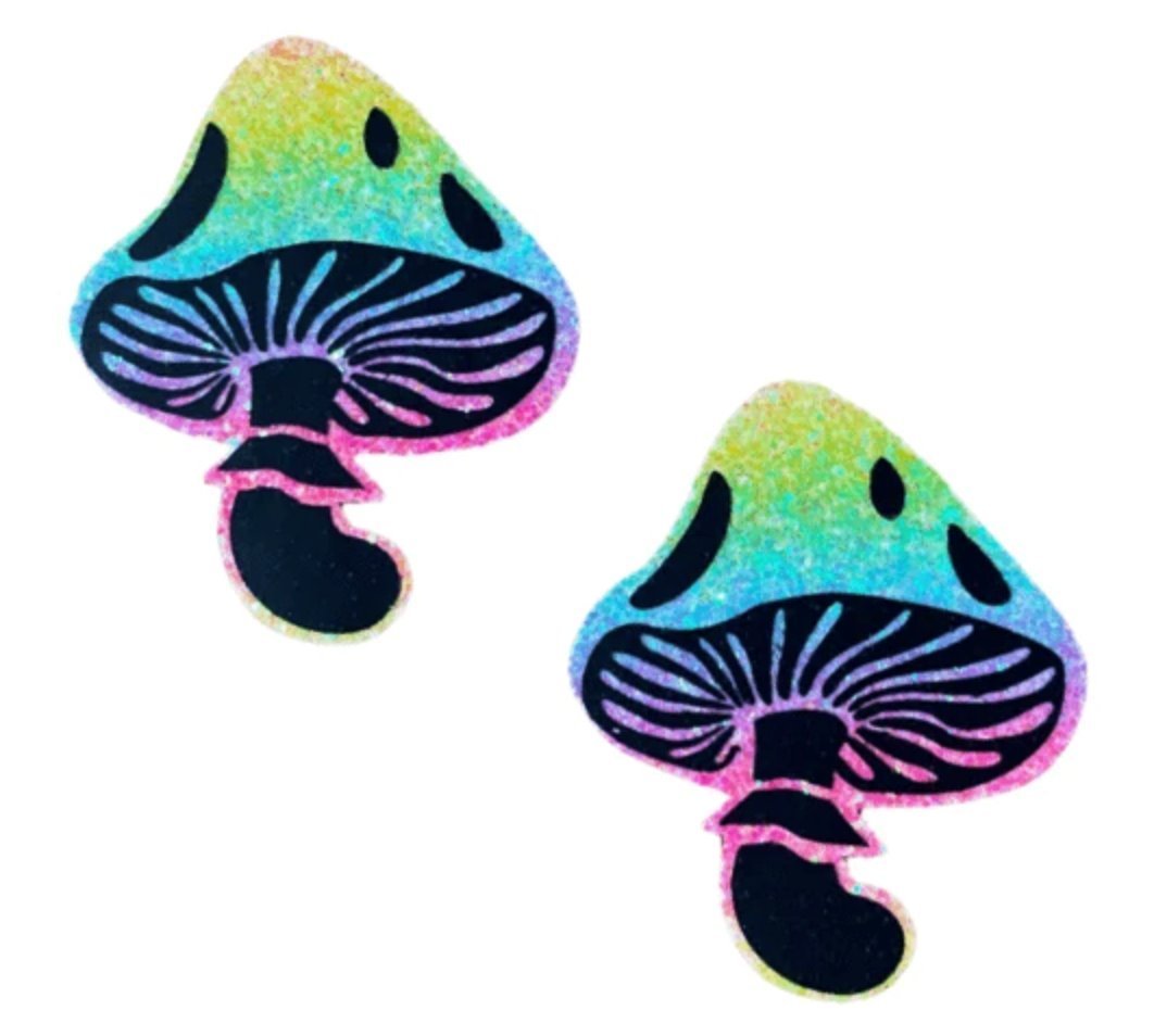 Laffie Taffie Chunky Glitter UV Pink Glitter Toadstool Nipztix - Freedom Rave Wear - Pasties
