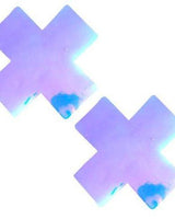 Clear vinyl X-shaped pasties for rave outfits, designed for stylish coverage and fun at parties or festivals.