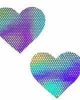 Holographic heart pasties perfect for rave outfits, adding sparkle to any party or festival attire.