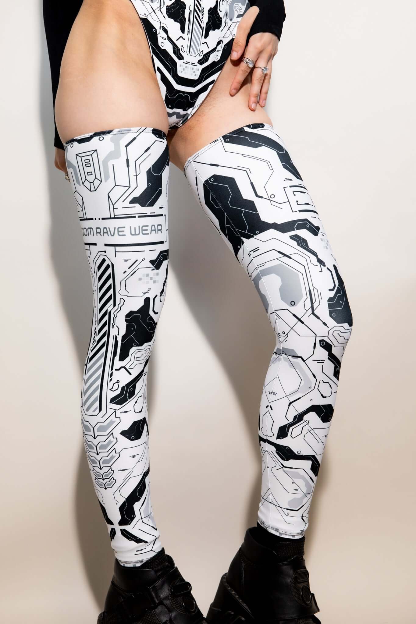 Mechanoid Leg Sleeves - White Freedom Rave Wear Size: X-Small