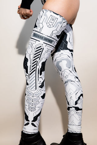 Mechanoid Leg Sleeves - White - Freedom Rave Wear - Sleeves