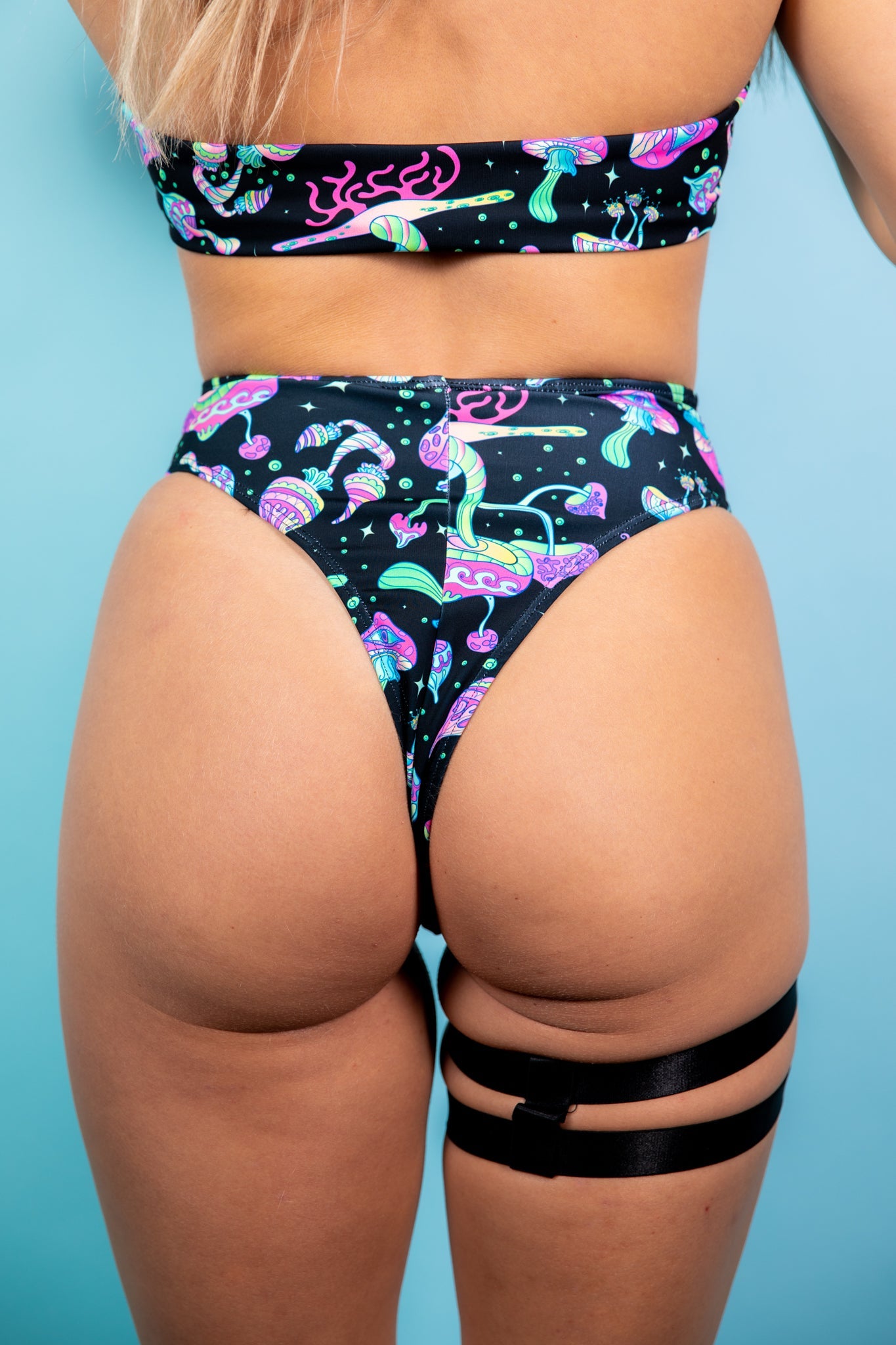 Mushies High Waisted Thong - Freedom Rave Wear - Bottoms