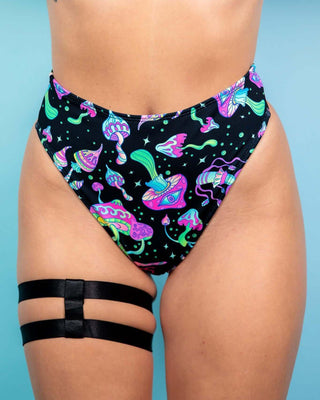 Mushies High Waisted Thong - Freedom Rave Wear - Bottoms