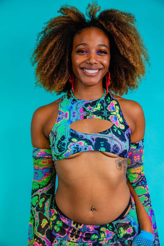 Prismatic Cut Out Teaser Top - Freedom Rave Wear - Shirts & Tops