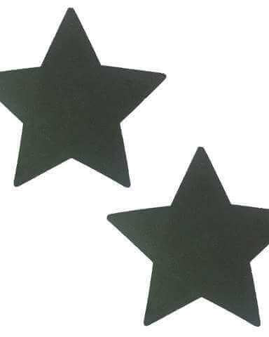 Pair of star-shaped black pasties for rave outfits and fashion emergencies, perfect for parties and festivals.