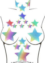 Rainbow Reflective Starry Nights Sticker Top - Freedom Rave Wear - Pasties