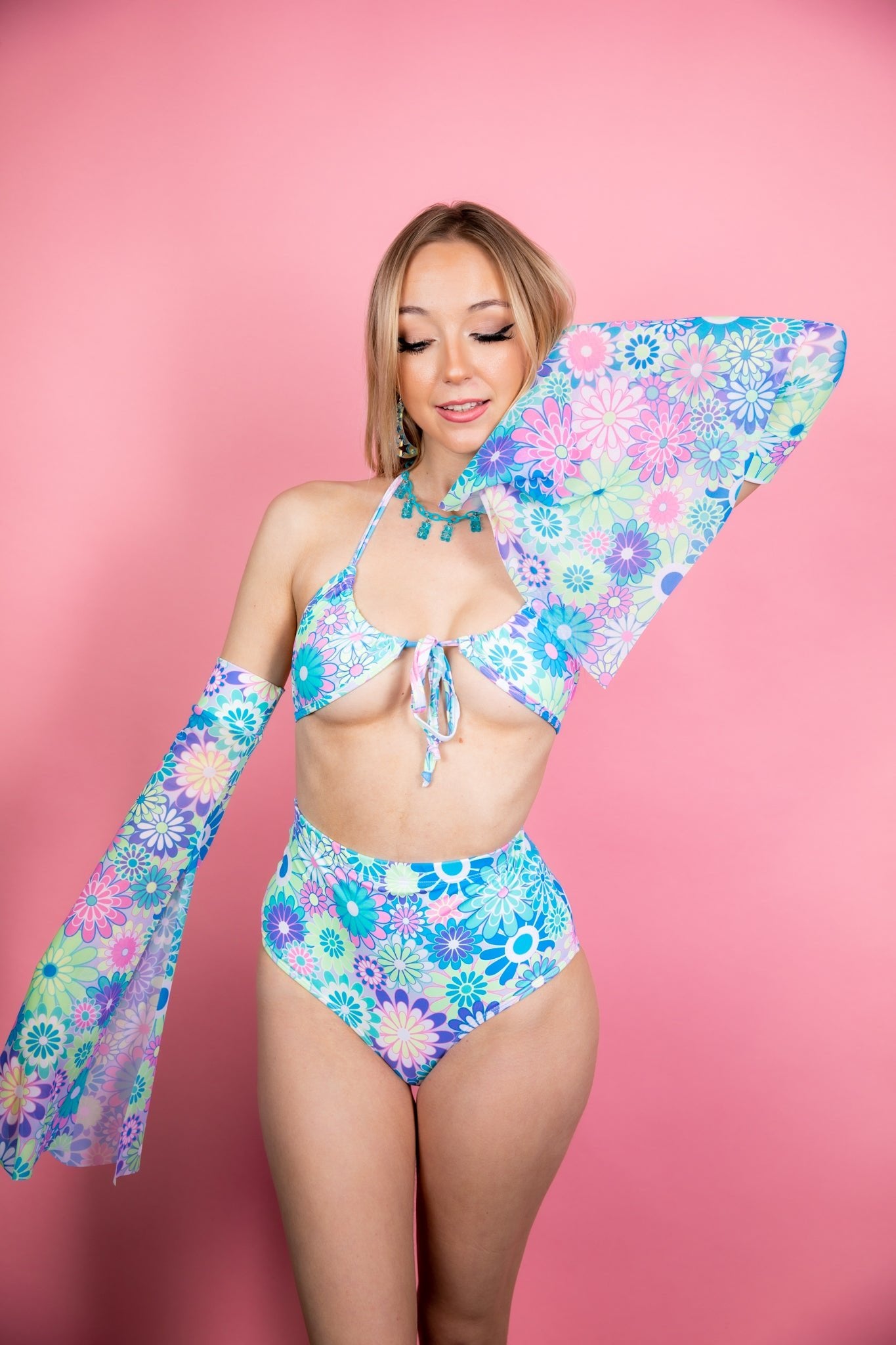 Retro Bloom High Waisted Bottoms - Freedom Rave Wear - Bottoms