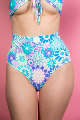 Retro Bloom High Waisted Bottoms - Freedom Rave Wear - Bottoms