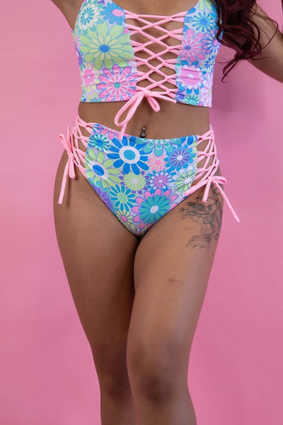 Freedom Rave Wear  Retro Bloom High Waisted Thong