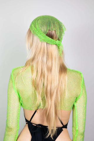 Rhinestone Headscarf - Green - Freedom Rave Wear - Hosiery