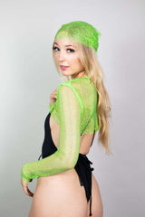 Rhinestone Headscarf - Green - Freedom Rave Wear - Hosiery