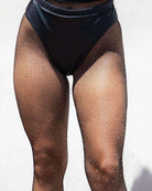 Small Diamond Rhinestone Fishnet Stockings - Black Hosiery FRW Accessories 