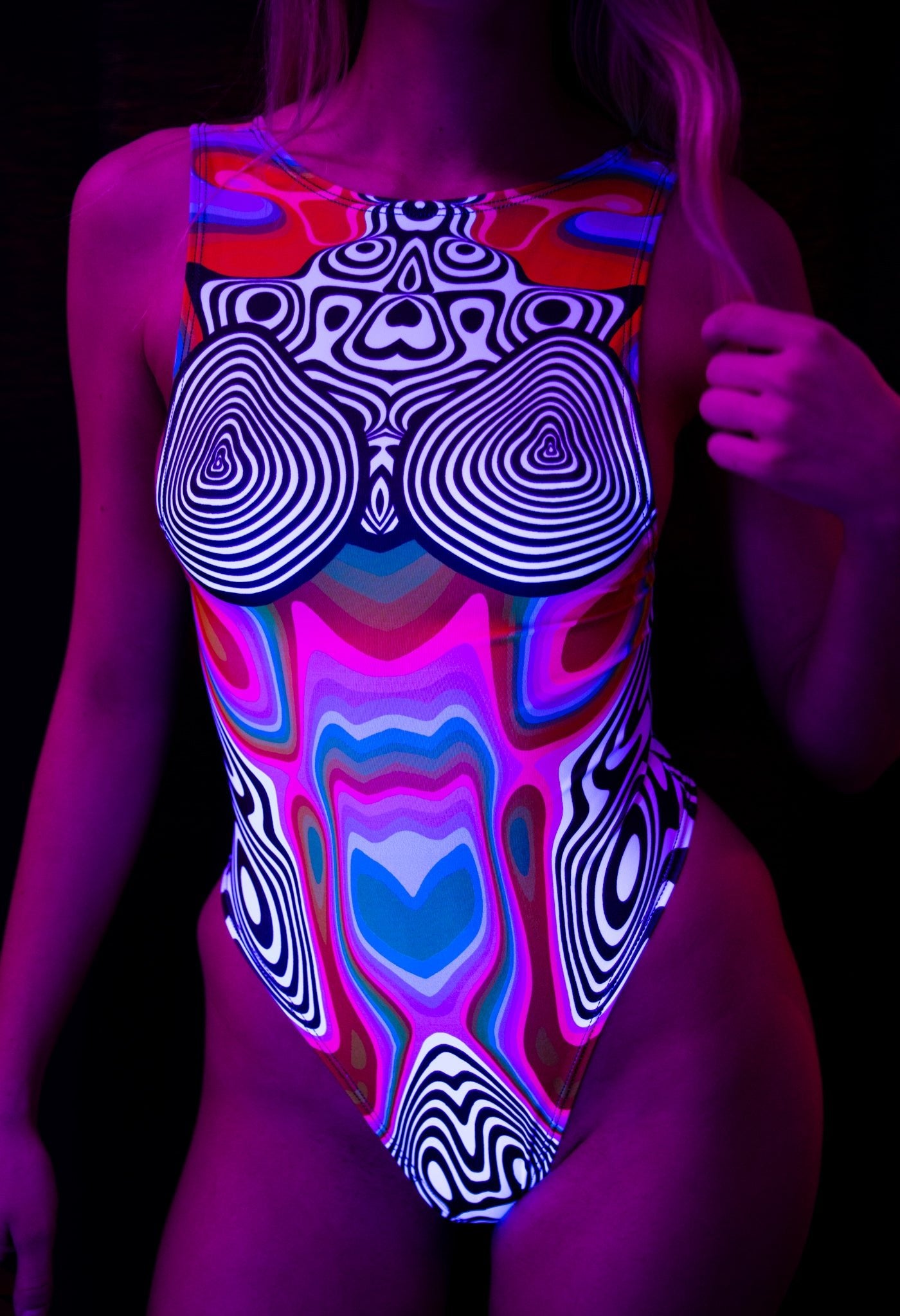 Technicolor Sideboob Bodysuit - Freedom Rave Wear - Bodysuits