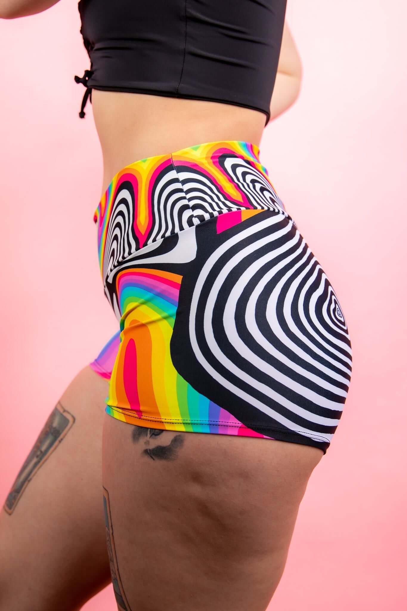 Technicolor Spandex Shorts - Freedom Rave Wear - Bottoms