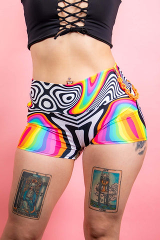 Technicolor Spandex Shorts - Freedom Rave Wear - Bottoms