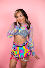 Technicolor Swirl Skirt Freedom Rave Wear Size: X-Small