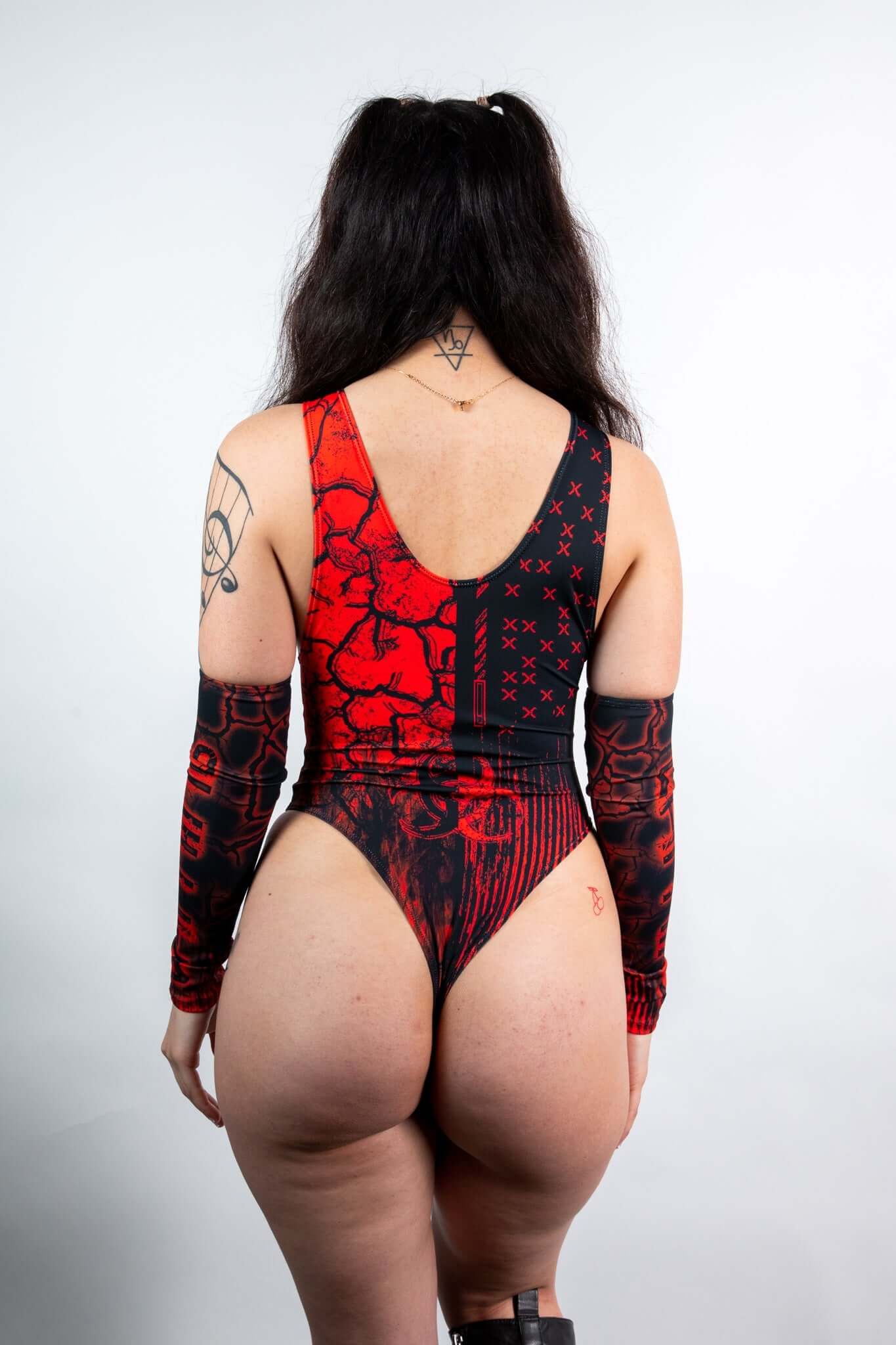 Toxic Sideboob Bodysuit - Red Freedom Rave Wear Size: X-Small