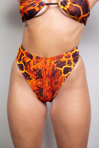 Volcanic High Waisted Thong - Freedom Rave Wear - Bottoms