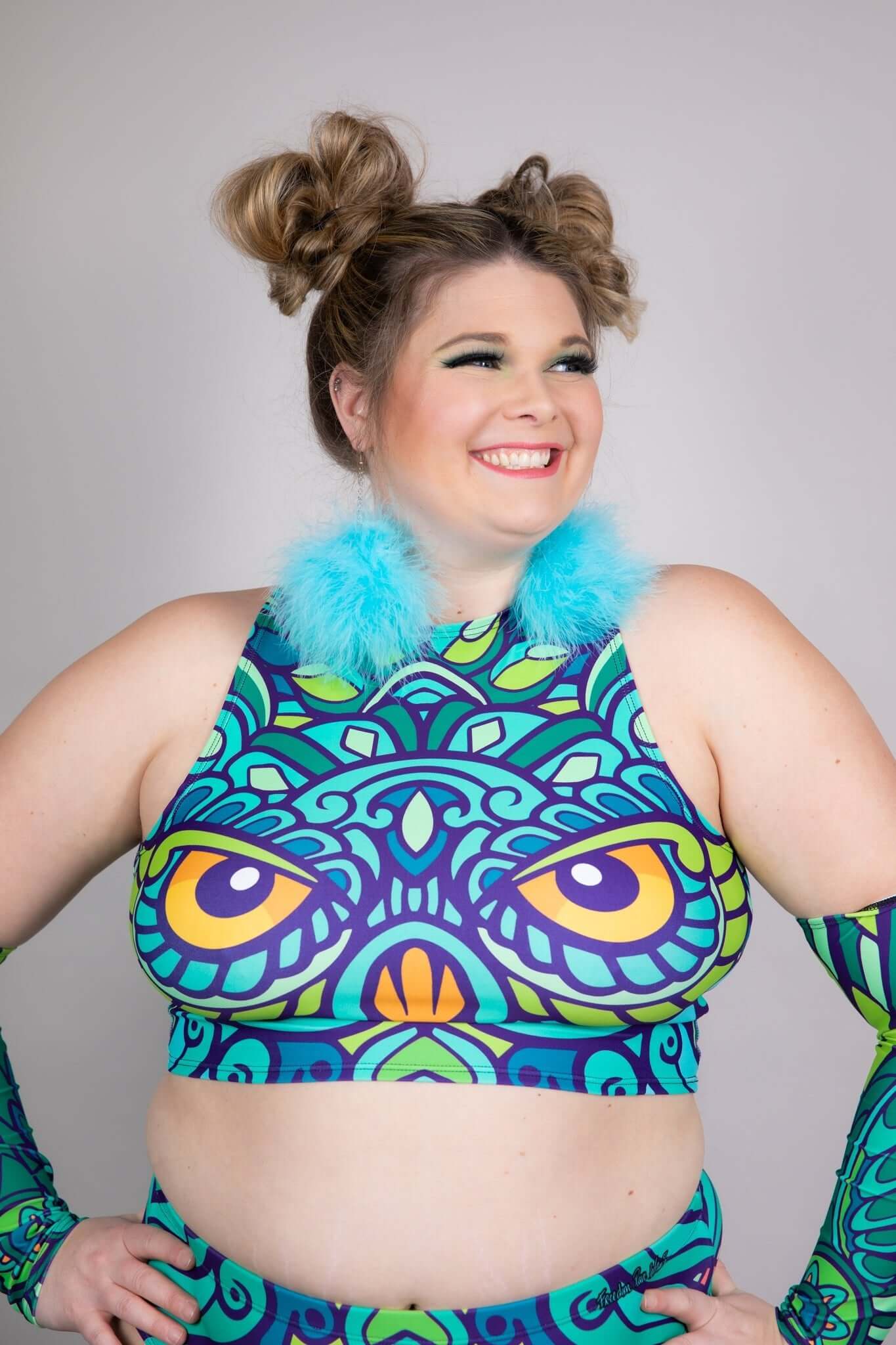 Wise Owl Crop Top - Freedom Rave Wear - Shirts & Tops