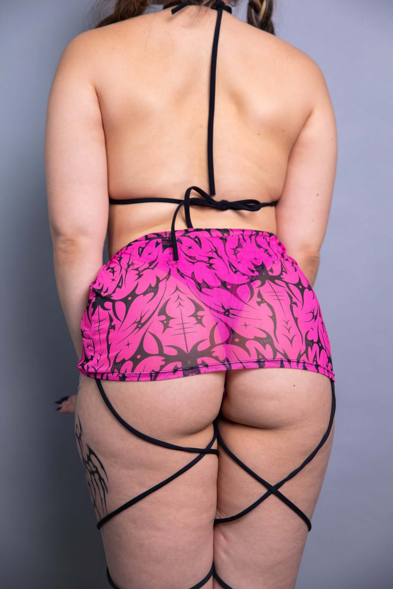Zenith Mesh Extra Mini Skirt - Pink Freedom Rave Wear Size: X-Small